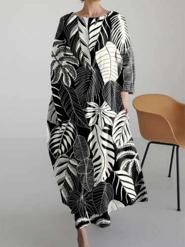 Woven Women's Palm Tree Print Dress