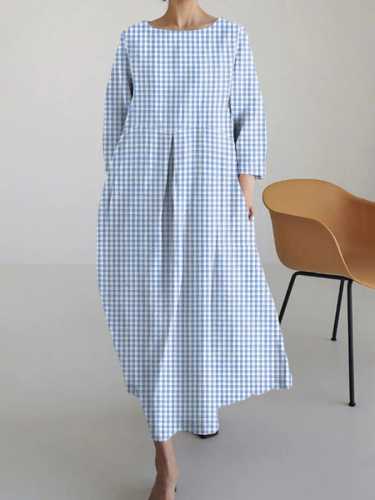 Women'S Plaid Casual Printed Dress