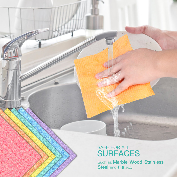 Jekayla Swedish Dishcloth Cellulose Sponge Cloths，Eco-Friendly Reusable Cleaning Cloths for Kitchen, 12 Pack of Absorbent Dish Washing Paper Towel