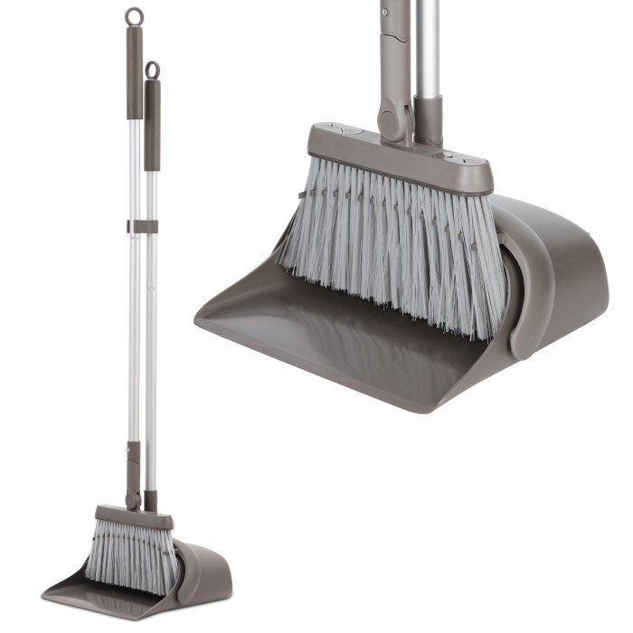 Jekayla Broom and Dustpan Set for Home with 54  Long Handle, Upright and Lightweight Dust pan and Brush Combo for Kitchen Room Office Lobby Floor Cleaning