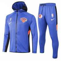 Mens New York Knicks Hoodie Jacket + Pants Training Suit Blue 2020/21