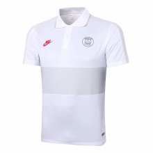 Mens PSG Polo Shirt White - Grey 2020/21