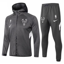 Mens Milwaukee Bucks Hoodie Jacket + Pants Training Suit Grey 2020/21