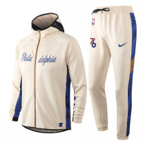 Mens Philadelphia 76ers Hoodie Jacket + Pants Training Suit Apricot 2020/21