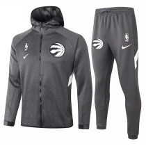 Mens Toronto Raptors Hoodie Jacket + Pants Training Suit Grey 2020/21