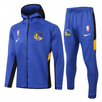 Mens Golden State Warriors Hoodie Jacket + Pants Training Suit Blue 2020/21