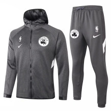 Mens Boston Celtics Hoodie Jacket + Pants Training Suit Grey 2020/21