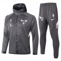 Mens Charlotte Hornets Hoodie Jacket + Pants Training Suit Grey 2020/21