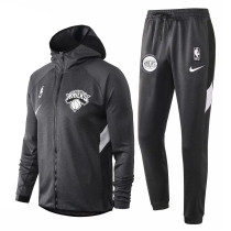 Mens New York Knicks Hoodie Jacket + Pants Training Suit Grey 2020/21