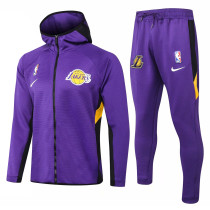 Mens LA Lakers Hoodie Jacket + Pants Training Suit Purple 2020/21