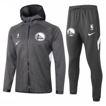 Mens Golden State Warriors Hoodie Jacket + Pants Training Suit Grey 2020/21