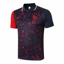Mens France Polo Shirt Black - Red 2020/21