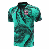 Mens Barcelona Polo Shirt Green Pattern 2020/21
