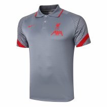 Mens Liverpool Polo Shirt Light Grey 2020/21