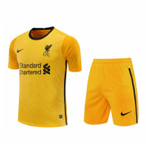 Liverpool Goalkeeper Yellow Jersey + Shorts Set Mens 2020/21