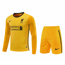 Liverpool Goalkeeper Yellow Long Sleeve Jersey + Shorts Set Mens 2020/21