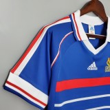 1998 Mens  France home Retro soccer Jersey