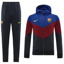 Mens Barcelona Training Suit Colorful blue color block hoodie2021