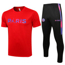 Mens PSG Training  Suit   Short sleeve  red 2021