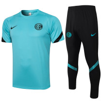 Mens AC Milan Training Suit Short sleeve   blue 2021