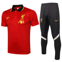 Mens Liverpool Training Suit  Red collar black   2021