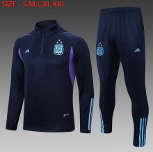 2023 New Spring Suit  Argentina Long Training  Men Jacket + Pants Suit Blue