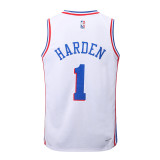 Mens 76ers Harden #1 V-Neck White  NBA jersey