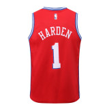 Mens 76ers Harden #1 V-Neck Red NBA jersey