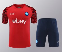 soccer team jerseys uniform set Mens Naples red  short training 2024/25