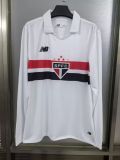 Mens Sao Paulo home jersey white Long sleeve   2425