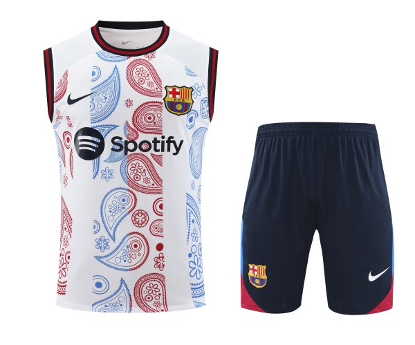Mens Barcelona white Vest short training 2425