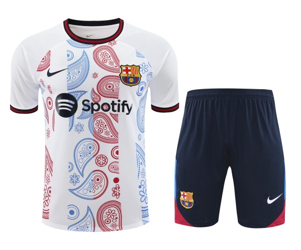 Mens Barcelona white  short training soccer jerseys  2425