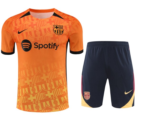 Mens Barcelona  short training soccer jerseys yellow 2425