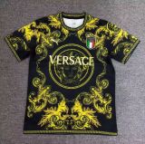 Mens Italy Versace Black Gold soccer jersey  2425