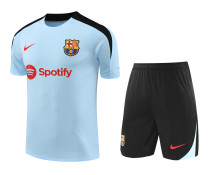 Mens Barcelona  short training soccer jerseys Light blue 2425