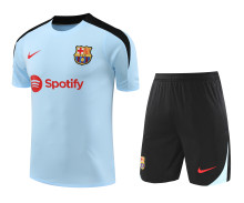 Mens Barcelona  short training soccer jerseys Light blue 2425