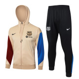 Mens Long  hat Barcelona yellow Training Suit  2425 F565#