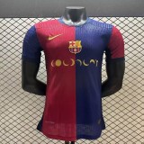 Mens Barcelona home Player version soccer jersey new Sponsor-2 2425