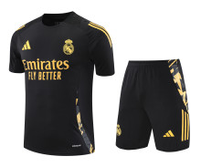 Mens Real Madrid   short training soccer jerseys black 2425