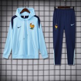 Mens France Hoodie Set Light  Blue Jersey 2425