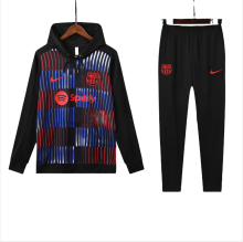 Mens full-pull hat Barcelona black Training Suit  2425