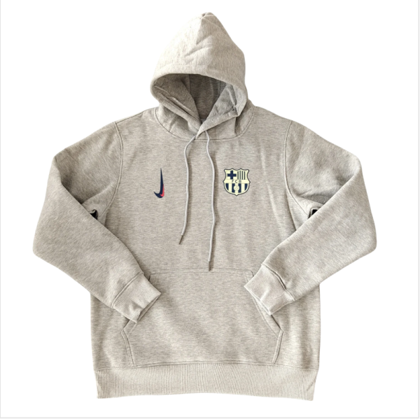Mens Barcelona Away Hoodie Light Gray Jersey 2425