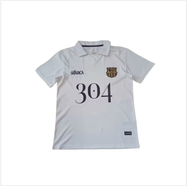 Mens Barcelona Mar 304 Special Edition White soccer  jersey 2425