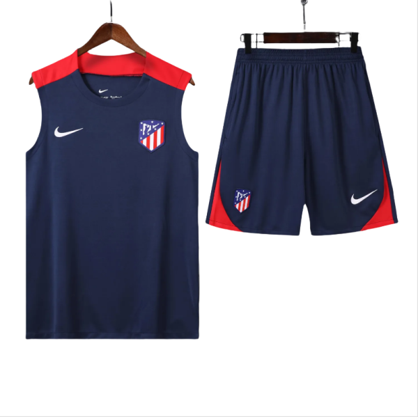 Mens Atletico Madrid vest  short training soccer jerseys blue  2425