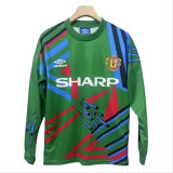Retro  Manchester United goalkeeper green Jersey Mens Long sleeve 9293