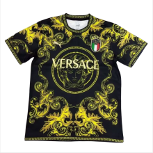 Mens Italy Versace Black Gold soccer jersey  2425