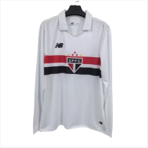 Mens Sao Paulo home jersey white Long sleeve   2425
