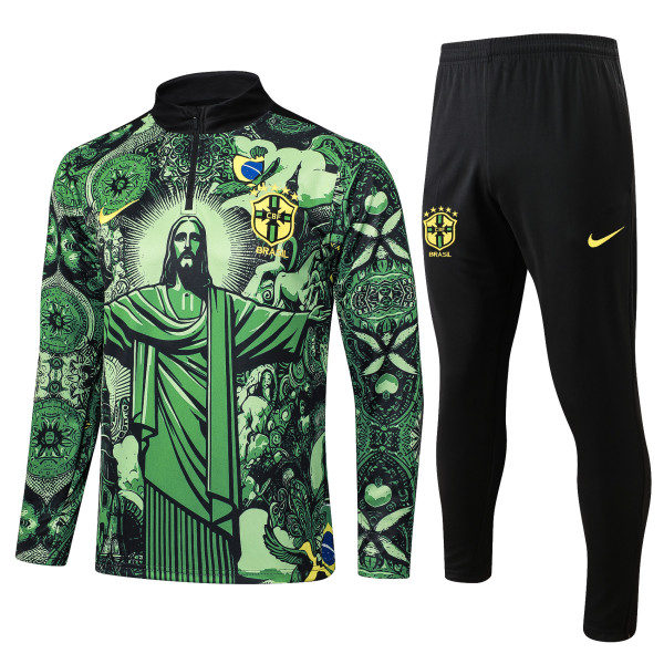Mens  Half-pull Brazil  Green kit jersey2425