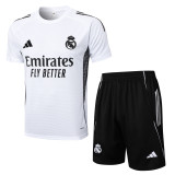 Mens Real Madrid   short training soccer jerseys white 2526 D2504#