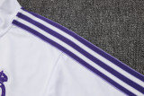 2025-26 Mens Real  Madrid white Retro version Half-pull Training Suit B2513#
